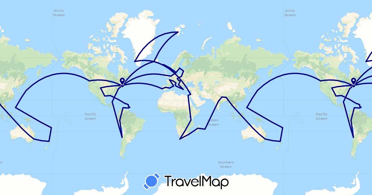 TravelMap itinerary: driving in Antigua and Barbuda, Austria, Australia, Barbados, Bhutan, Switzerland, Chile, Czech Republic, Denmark, Egypt, Spain, Fiji, Faroe Islands, France, Grenada, Greenland, Greece, Croatia, Hungary, Ireland, Israel, India, Iceland, Italy, Japan, Saint Kitts and Nevis, Saint Lucia, Latvia, Mauritius, Mexico, Netherlands, Norway, Nepal, New Zealand, Peru, Philippines, Poland, Portugal, Sweden, Thailand, United States, British Virgin Islands, South Africa (Africa, Asia, Europe, North America, Oceania, South America)